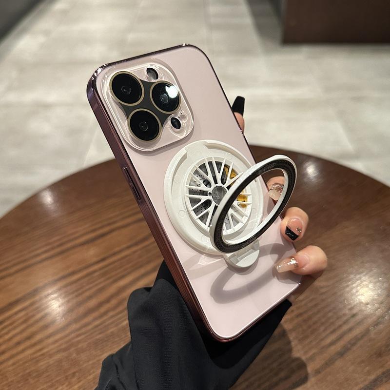 

Матовое покрытие AG подходит для чехлов для телефонов Apple 16promax, магнитной подставки с гироскопом для iPhone15 и защитных чехлов 14 iPhone16 розовый