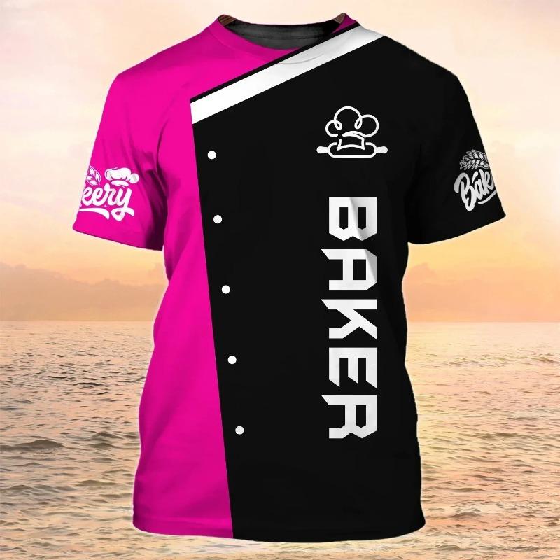 Chef Dessert Chef Cosplay 3D Harajuku Printed Funny T-shirt Men's And Women's Crewneck Short Sleeve Creative Fashion Hip Hop Top