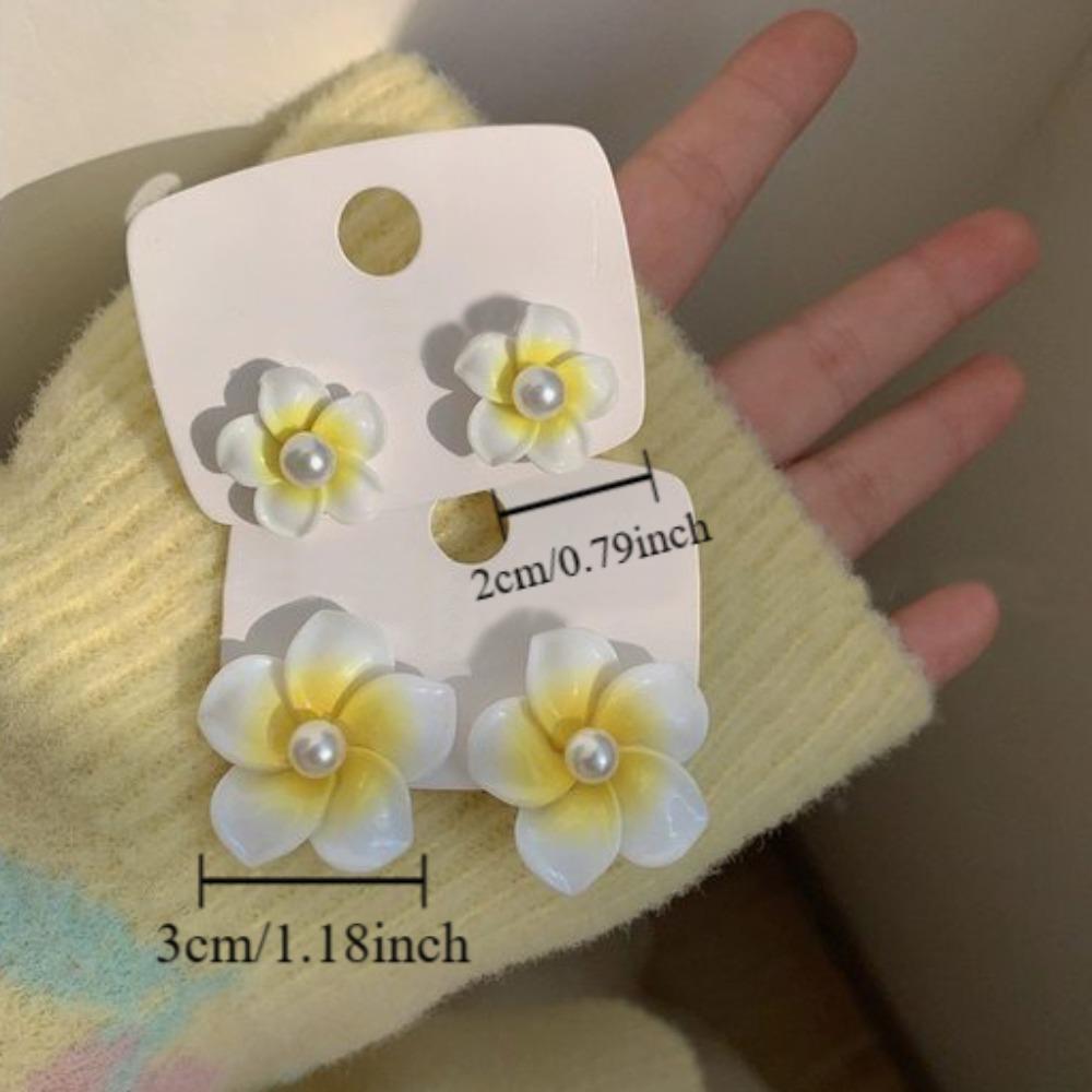 Hawaiian Plumeria Flower Earrings Korean Style Pearl Earrings Studs  Hipster