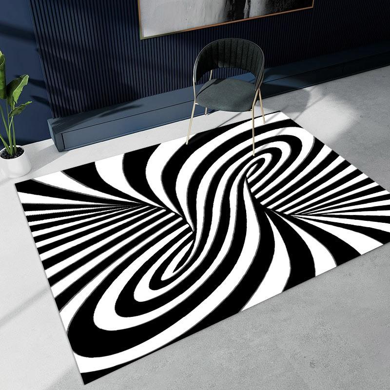 3D Optical Illusion Black White Grid Rug Living Room Office Modern Non-Slip Floor Mat Nordic Style