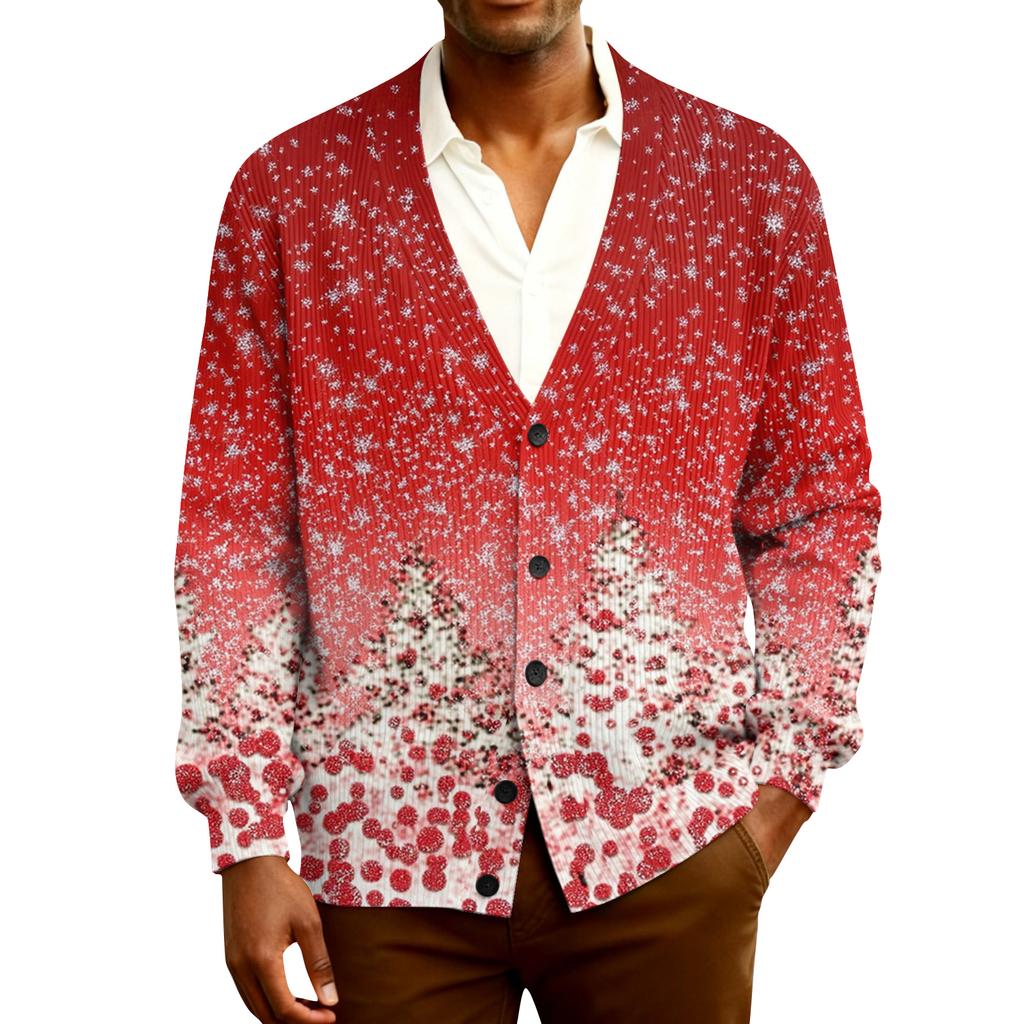 Men's Ribbed Knit Long-Sleeve Cardigan