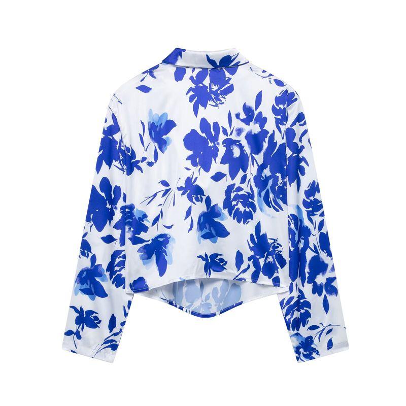 Jnleaog Spring New Arrival Women's Clothing Fashion Style French Fashion Design Draped Collar Print Tops 8261386