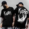 Korn Follow The Leader Cotton Printed T-Shirt Double-Sided Metal Band Tee Men's and Women's Oversize Couple Tee Tops