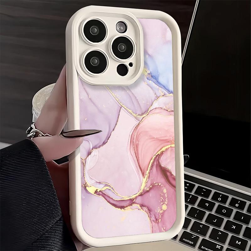 Phone Case for iPhone 17 Air 16E 15 16 Pro Max Gold Granite Marble Pattern Cover 14 Plus 13 12 Mini Soft Shell Silicone Fundas