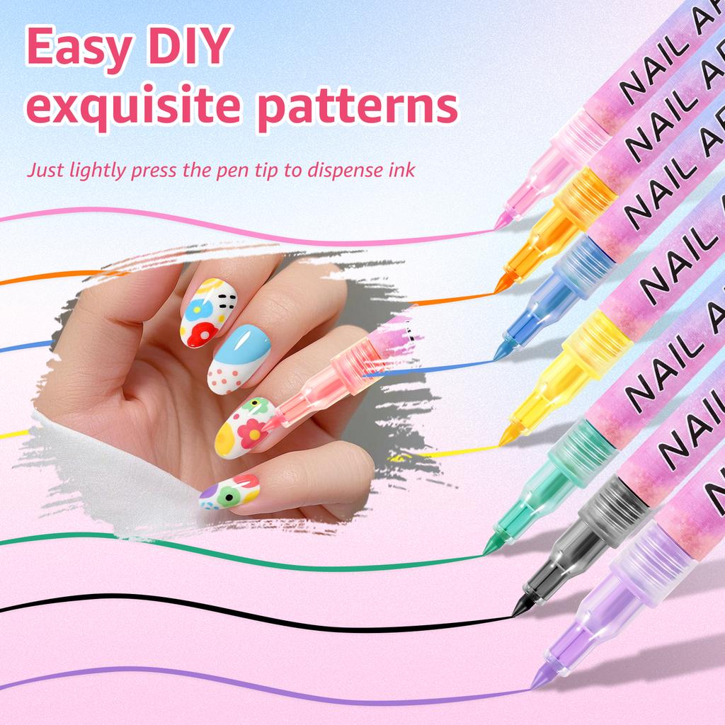 12/24 Pcs Nail Art Pens 12 Colors DIY Nail Art Markers Professional Nail Polish Pen Set Abstract Line Manicure Tools for Women
