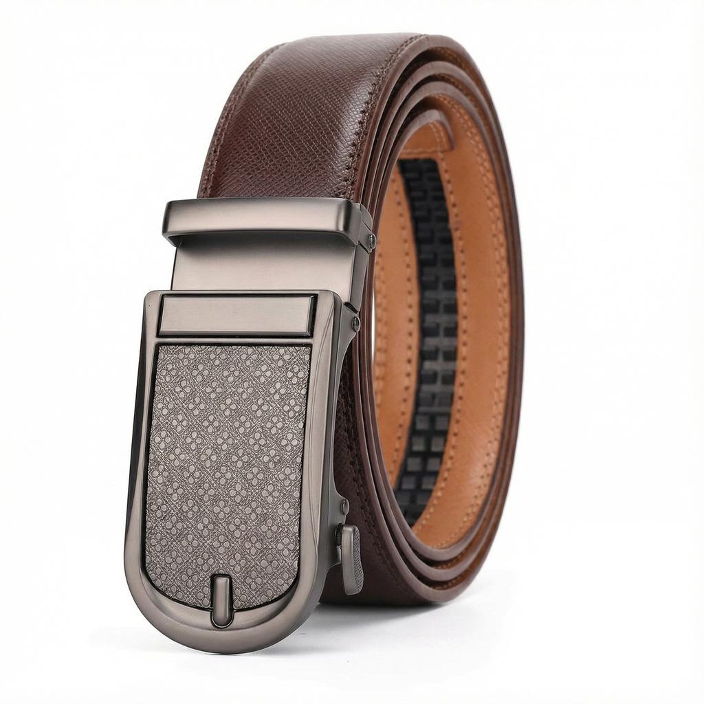 Men'S Automatic Buckle Cowhide Belt Men'S High-End Versatile Belt Youth Belt