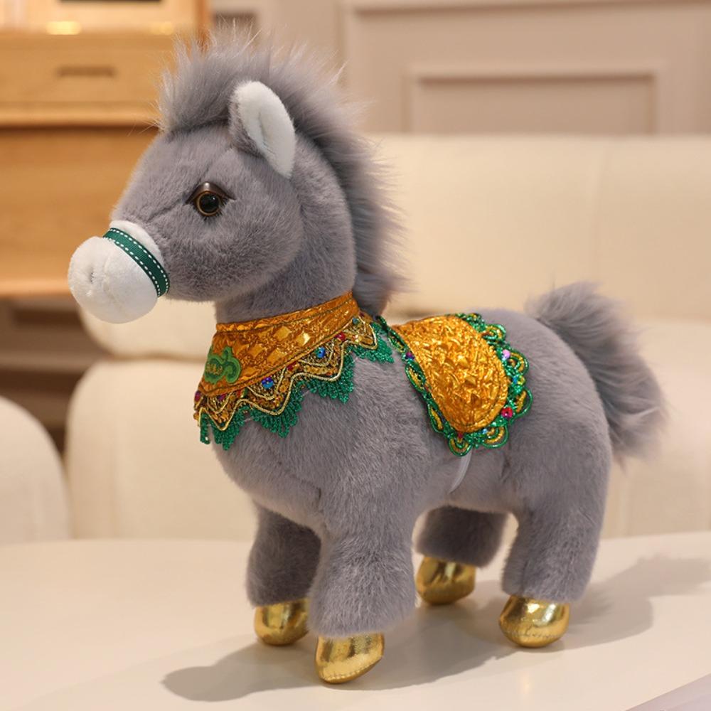 Traditional Mascot Horse Stuffed Toys 25cm Lucky Chinese Zodiac Horse Cute Cartoon Animal Pony Plush Doll New Year