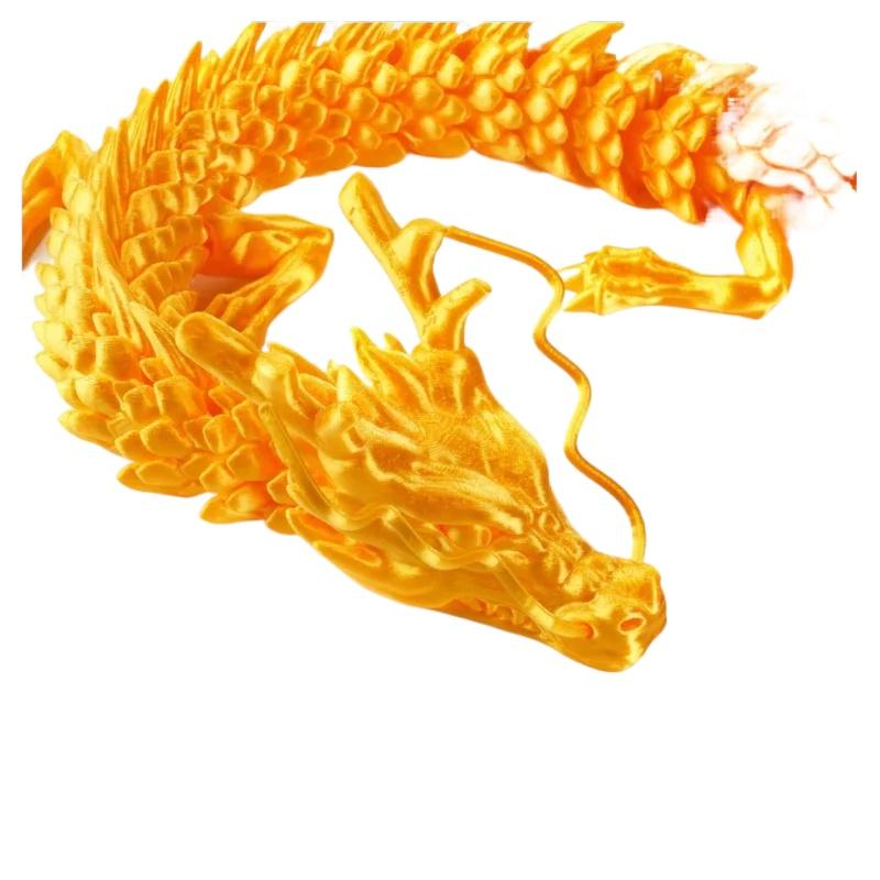 3D Printed Conjoined Dragon Ornaments, Movable Cartoon Creative Dragon Plants Toys Fish Tank Landscaping Decoration 30cm
