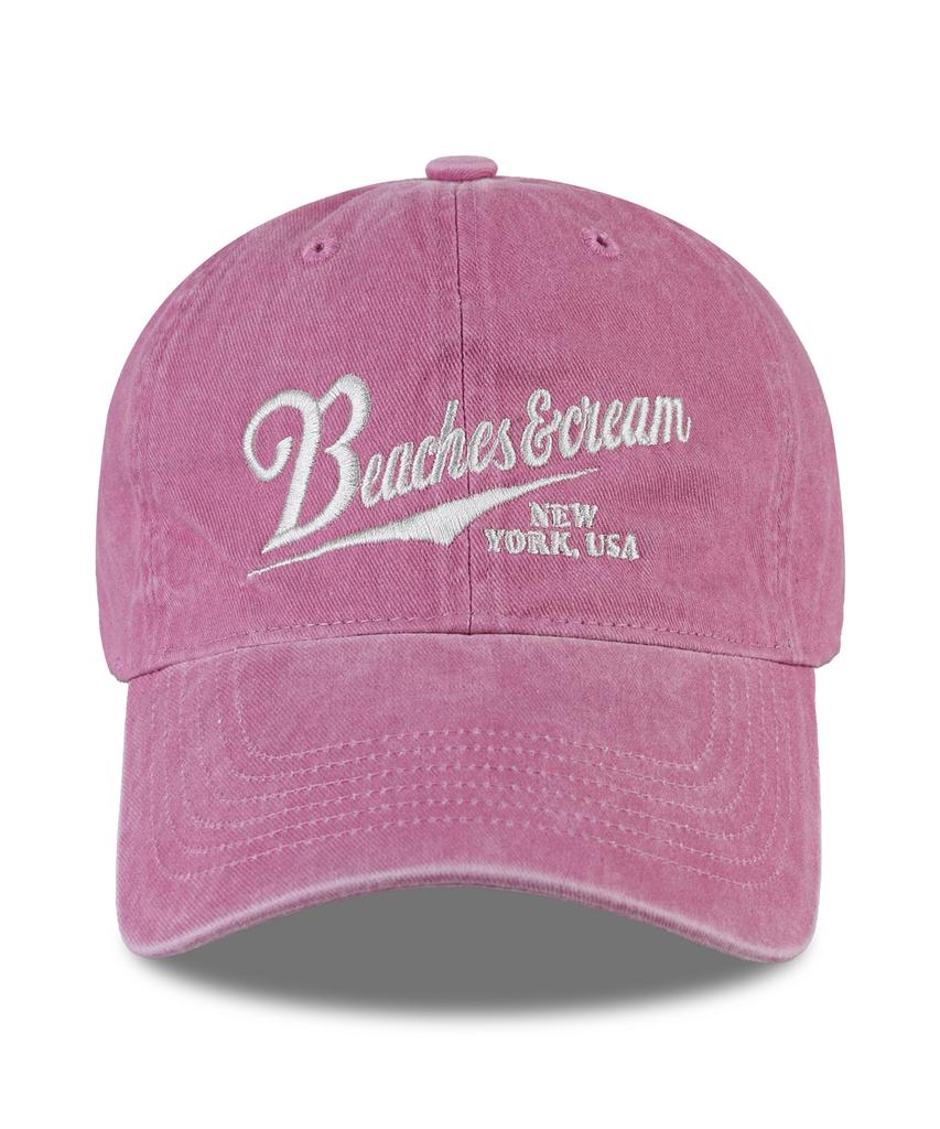 Bichiseuaenkeulim New York Usa Stone-Washed Ball Cap-Pink