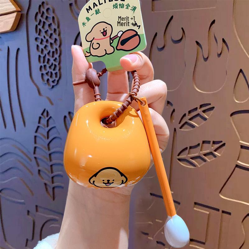 

Puppy Wooden Fish Buddhist Knocking Healing Keychain Ornament