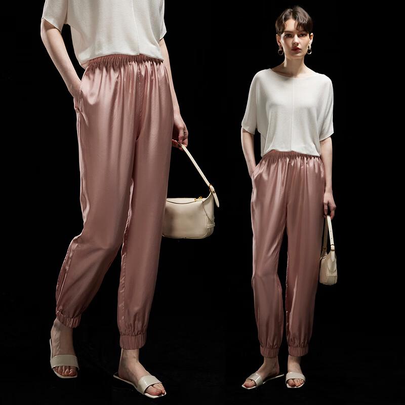 Women s 100% Mulberry Silk Loose Cuffed Pants M
