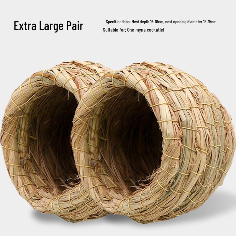 Hand-Woven Straw Nest for Small Birds: Parrot, Budgie, Conure, Finch