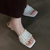 Heel Hollow French 2025 Word Summer New Sandals Women's Woven Retro Fine Drag Simple Cool Slippers Women