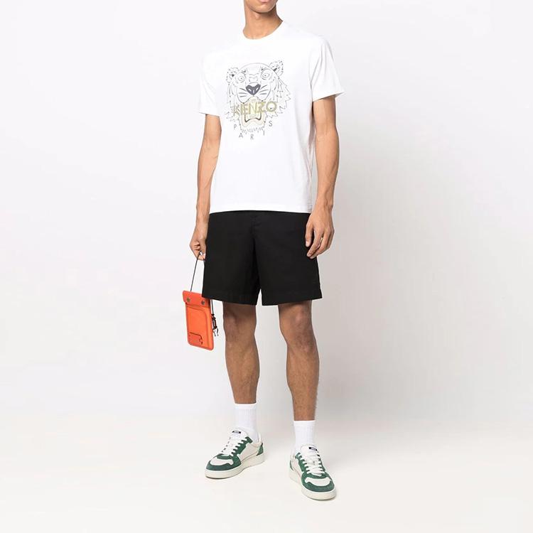 KENZO Classic Tiger Head T-Shirts Men's White Crew Neck Moderate FC55TS0204YL-01B