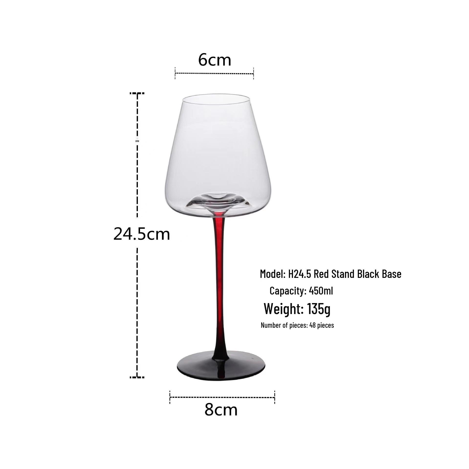 Elegant Burgundy Red Wine Glass with Black Base and High Stem