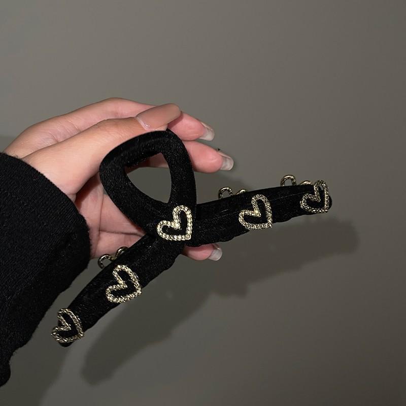 Love rhinestone flocking clip, headdress, large hairpin, high ponytail on the back of the head, hair grab clip, hair accessories, Japanese