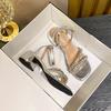 Rhinestone with open-toed thick high-heeled sandals women's wedding shoes