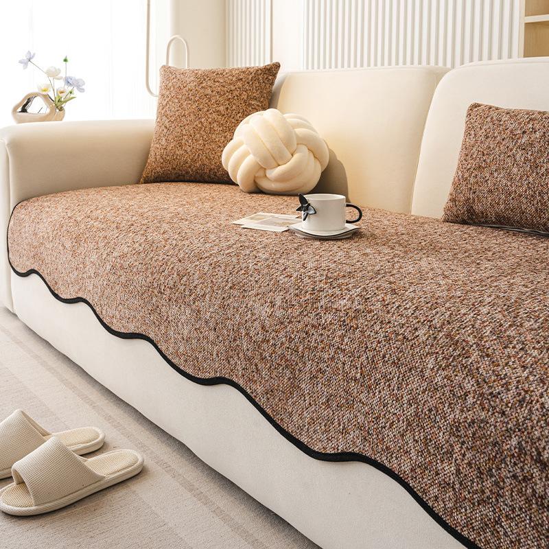 Special-shaped Chenille Sofa Cushion 2025 Four Seasons New Fixed Non-slip Seat Cushion Advanced Sense Straight Row One-piece Cover