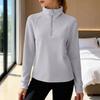 Women's Casual Fashion German Velvet Warm Solid Color Half Zip Stand Collar Long Sleeve Top