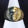 Exquisite zweifarbige blaue und weiße Totenkopf-Ringe für Männer, Punk-Hip-Hop-Zirkon-Ring, Party, Geburtstag, Jahrestag, Geschenk, ästhetischer Schmuck
