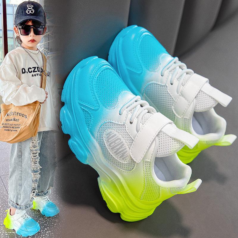 Children's White Shoes Girls White Sports Shoes Mesh Breathable Spring and Autumn Middle and Large Children's Running Shoes