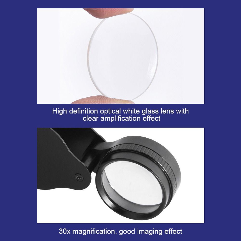 30X Folding Handheld Lens Jewelry Loupe Optical Glass Magnifying Jeweler Eye Glass Magnifier