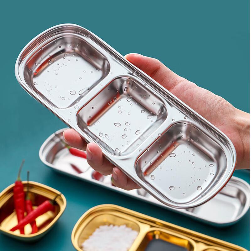 Korean Style 304 Stainless Steel 3-Compartment Dipping Dish