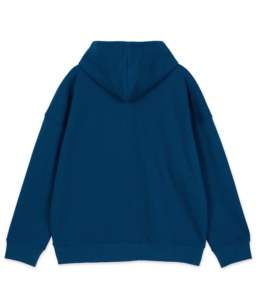 Astral Projection Oversized Wide Shoulder Zip-Up Hoodie_Teal Blue