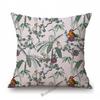 Toile De Jouy Jungle Animals Tiger Giraffe Tiger Crane Birds Navy Blue Greenish Pattern Decorative Pillow Case Car Cushion Cover