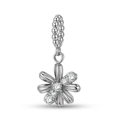 Cute Daisy Pendant Charm Real 925 Sterling Silver Flower Beads for Women Charm Bracelet Necklace Fashions Jewelry Making