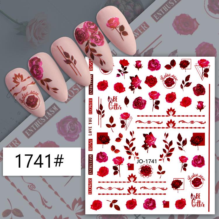 3D Colorful Flower Nail Art Stickers - Sunflower & Rose Self-Adhesive Decals