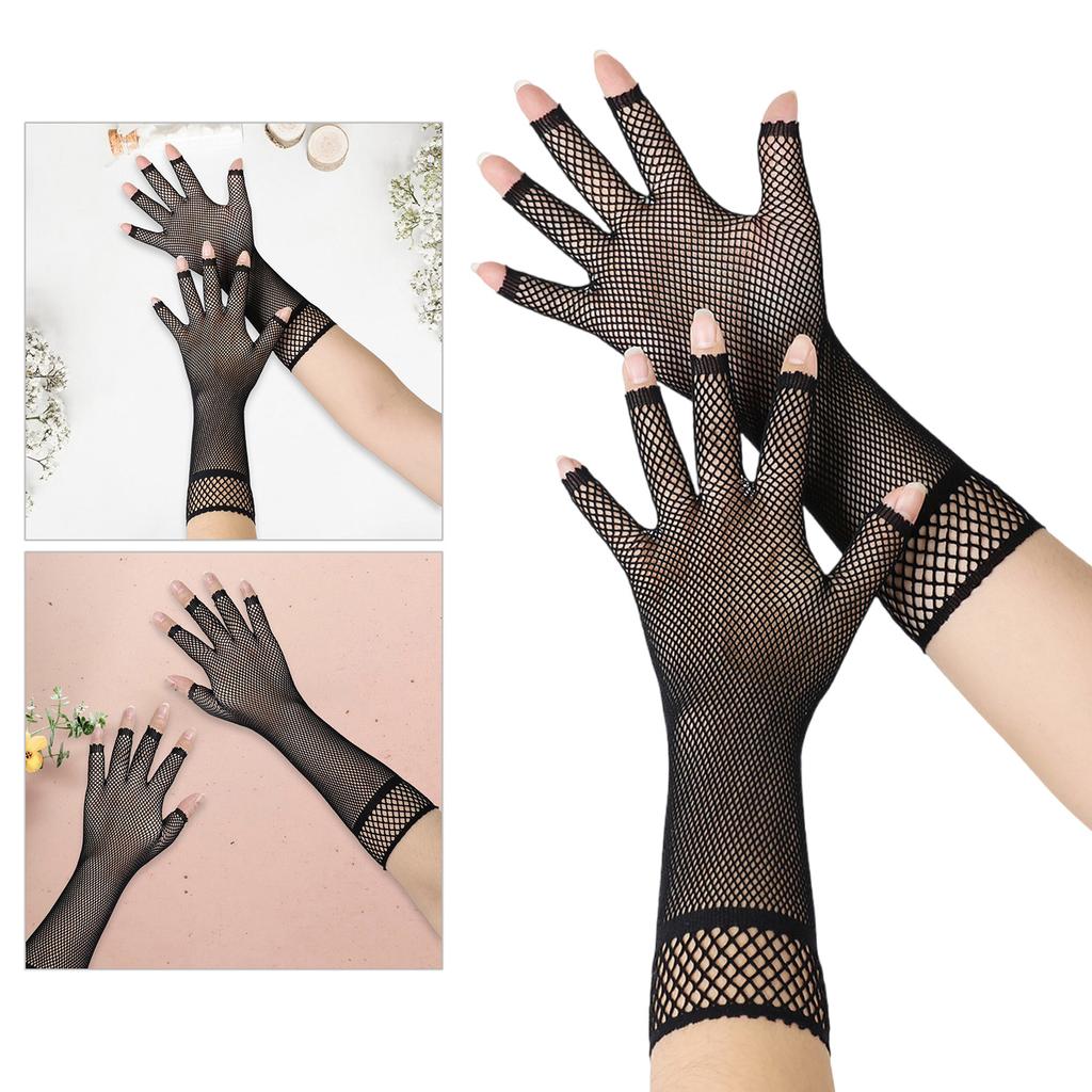 Fishnet Gloves Nightclub Dancing Gloves Christmas Party Supply Half Finger Stretchy Gloves for Concert Operas