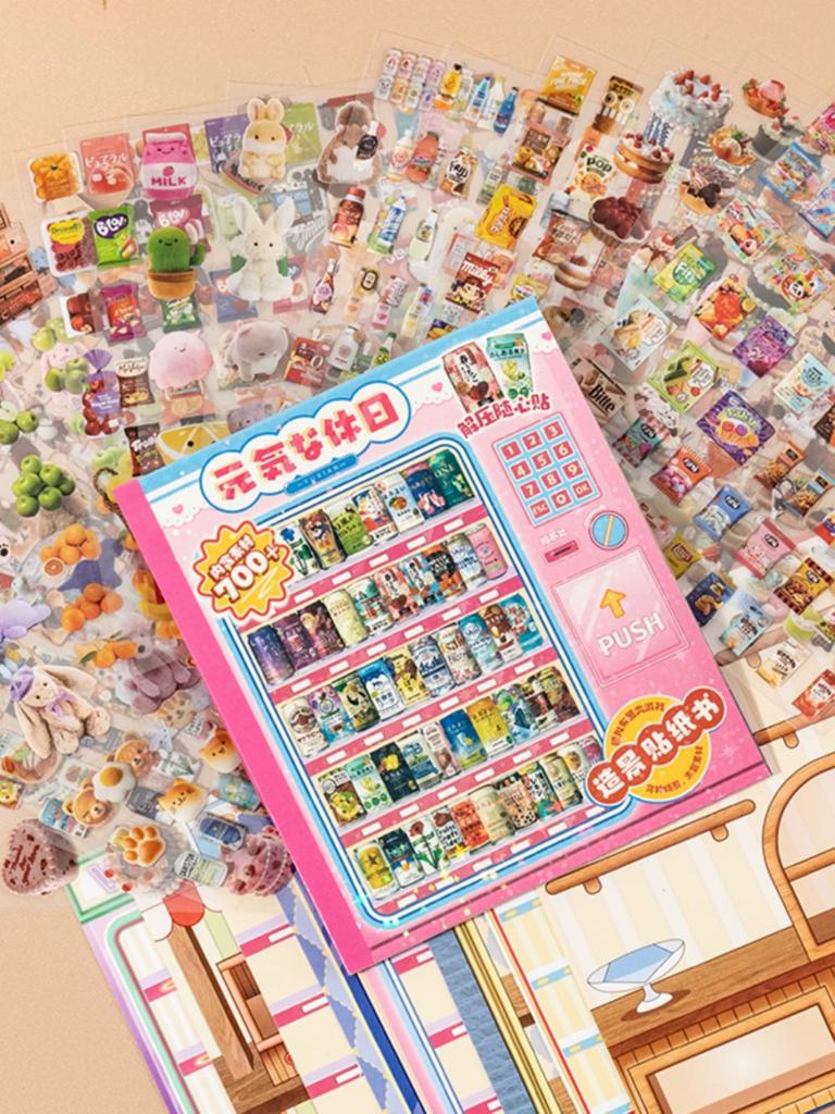 MINKYS 2 Styles 24 Sheets INS Cute Freezer Landscape Scene Sticker Book PET Creative DIY Decorative Stickers Stationery