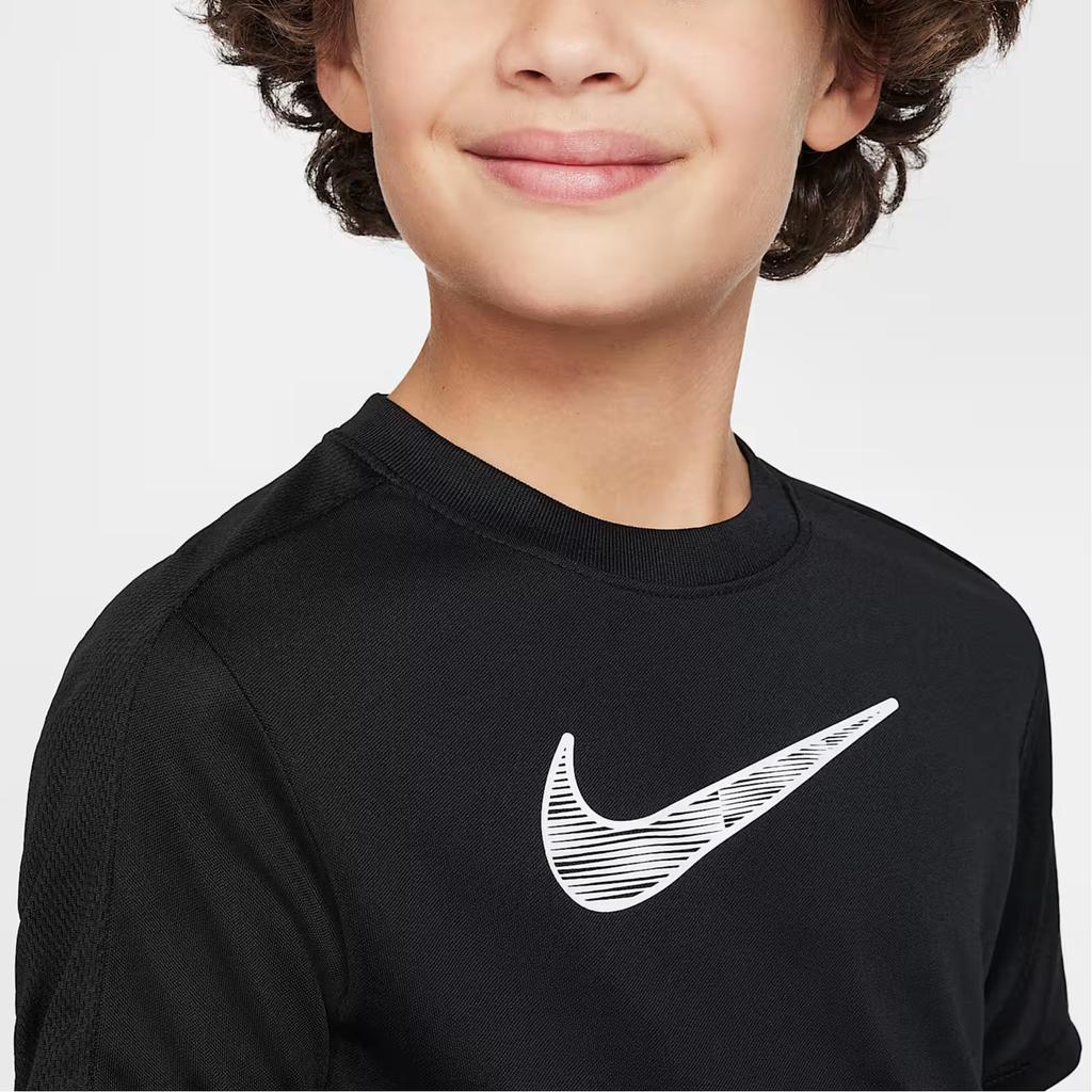 Nike T-Shirt Logo Print Round Neck Short Sleeve Kids tops Black HF8079-010
