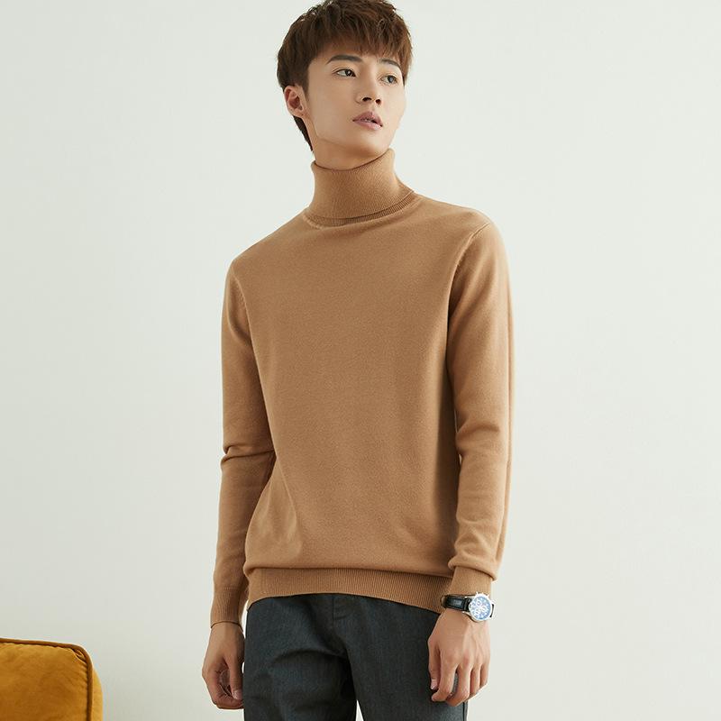 Solid Color Men's Sweater Men's Warm High Lapel Slim Big Yards Hedging Long-sleeved Knit Sweater High-neck Winter Sweater Popular