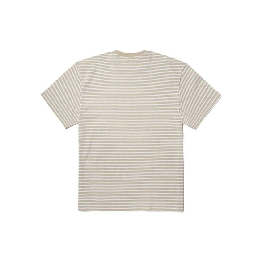 Vans Logo Round Neck Short Sleeve T-Shirt Unisex Tops Oatmeal Striped VN000FR2CGN