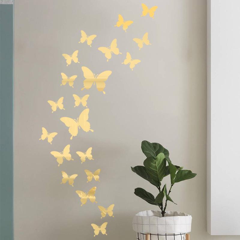Butterfly Crystal Mirror 3D Wall Sticker for Bedroom or Living Room Decoration