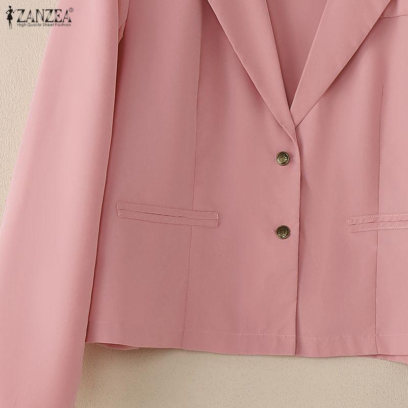 ZANZEA Blazer cardigan subțire cu mânecă lungă cu guler răsturnat pentru femei