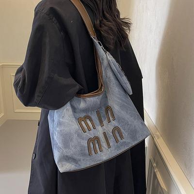 Retro Underarm Bag Women's New Fashion Casual Handbag Nature Letter Shoulder Tote Bag