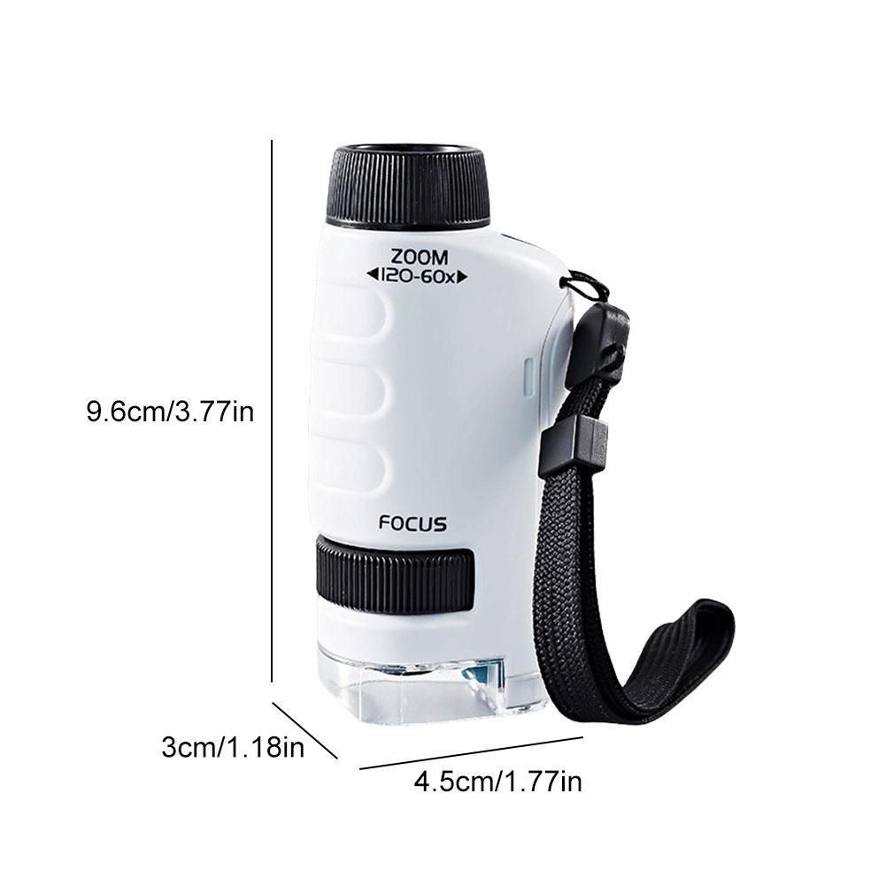 Mini Microscope 60x-120x Magnification Pocket Microscope Educational LED Lighted Microscope for Learning and Exploring