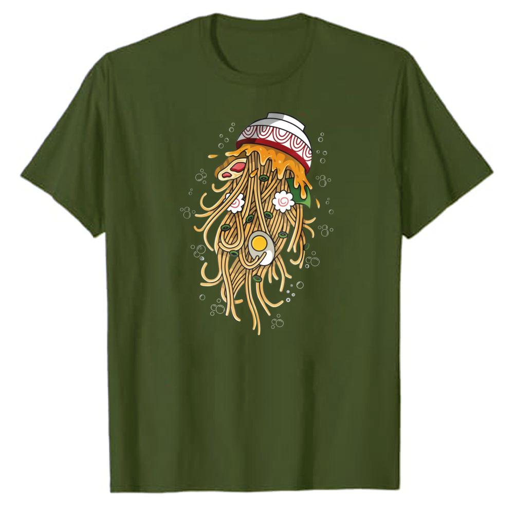 Ramen Jellyfish Shirt Kawaii Tee Funny Jellyfish Noodle T-shirts Funny Foodie Ocean Tee Japanese Noodles High Quality Cotton Top