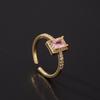 Sweet Bow Zircon Ring Vintage Light Luxury Fashion Pink Open Adjustable Women Jewelry Gift