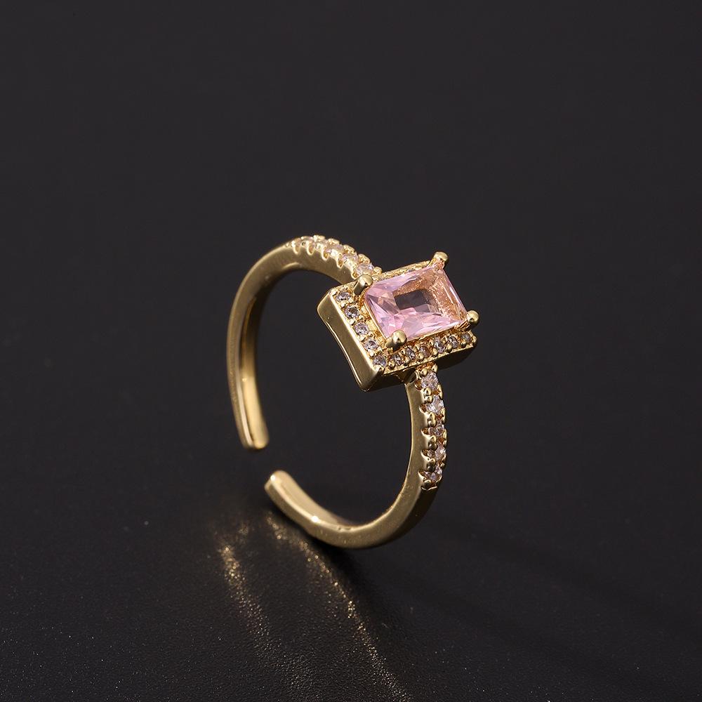 Sweet Bow Zircon Ring Vintage Light Luxury Fashion Pink Open Adjustable Women Jewelry Gift
