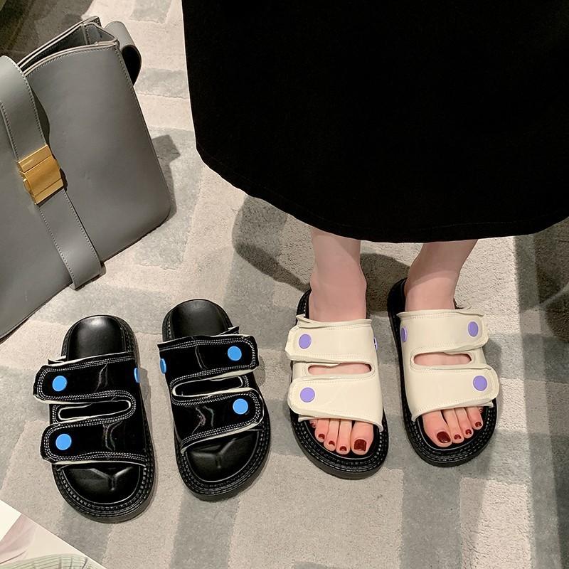 Retro and Versatile High-end Thick-bottomed One-word Slippers for Women's Summer Wear 2025 New Lightweight Height-increasing Cool Slippers Are Comf