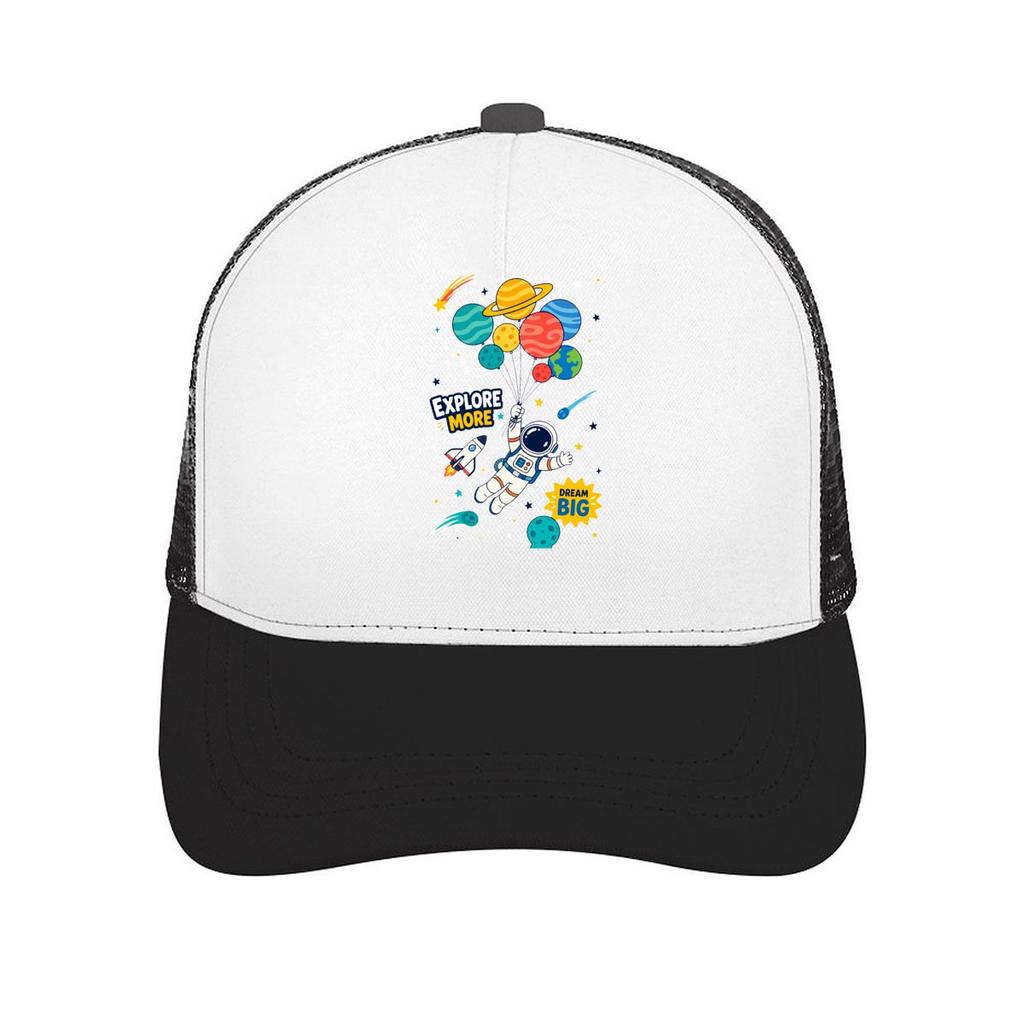 Playful Astronaut Orbit Adventure Gr Mesh Baseball Cap Casual Hat Outdoor For Womens Unisex FeUnisex