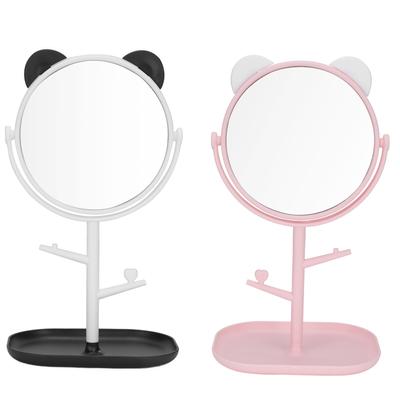 Cosmetic Mirror with Storage Tray Cat Ears Adjustable Vanity Mirror with Small Stand for Makeup