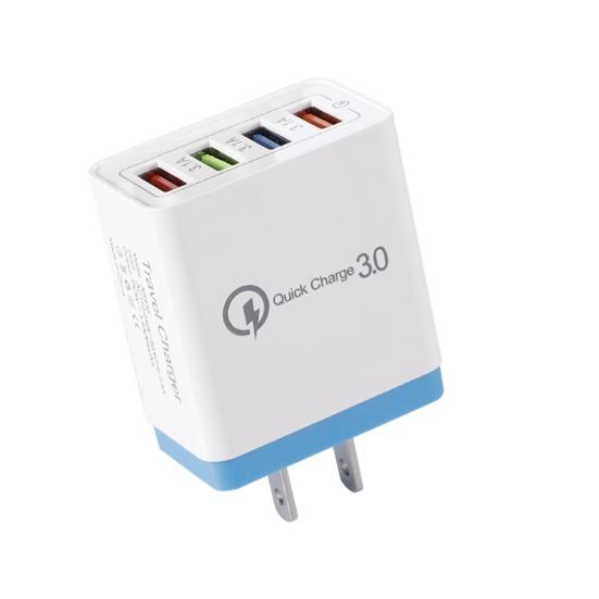 Portable Travel 4 USB Ports Fast Charging QC 3.0 Wall Charger Power Adapter