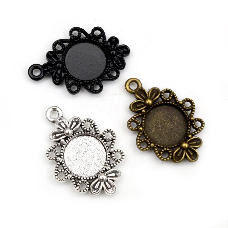 20pcs 12mm Inner Size 5 Colors Fashion Style Cabochon Base Cameo Setting Charms Pendant