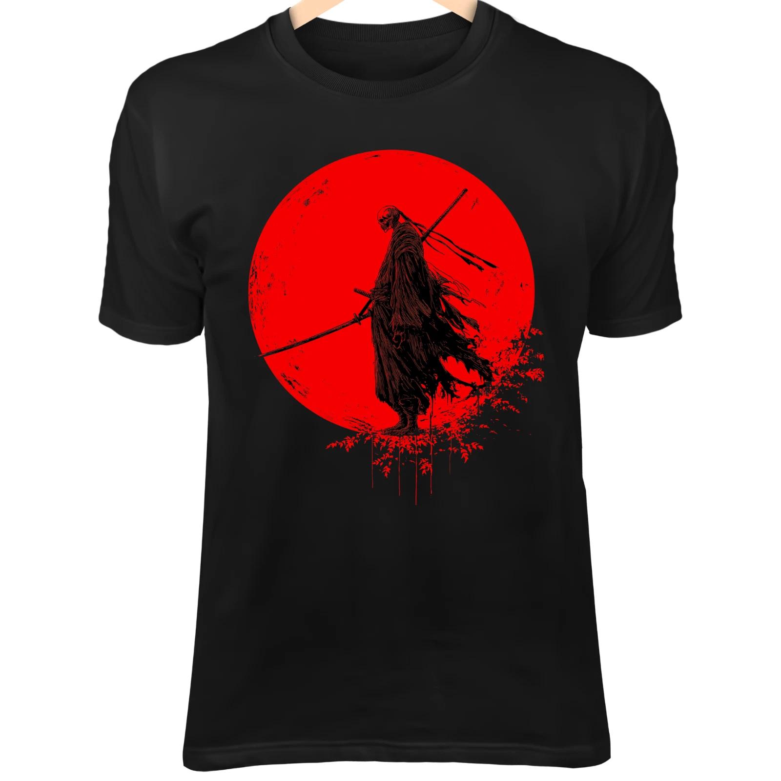 Футболка Ronin Skull II – Сломанная маска, Кровавая катана, Полная луна, Темное искусство самурая L