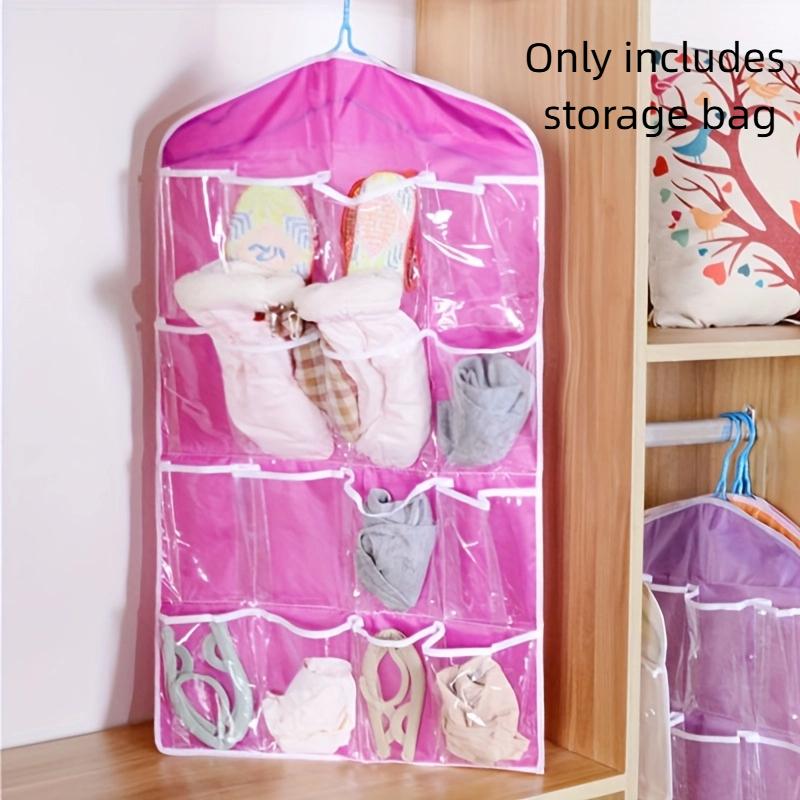 16-Pocket Hanging Organizer for Socks and Small Items Perfect for Closet Bedroom Storage Clothes Storage Bag On the Wall Behind